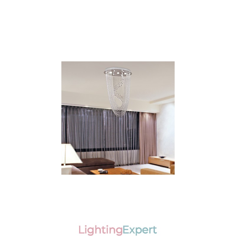 Modern Contemporary Crystal Chrome Chandelier Flush Mount
