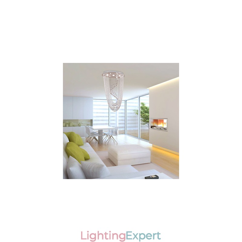 Modern Contemporary Crystal Chrome Chandelier Flush Mount