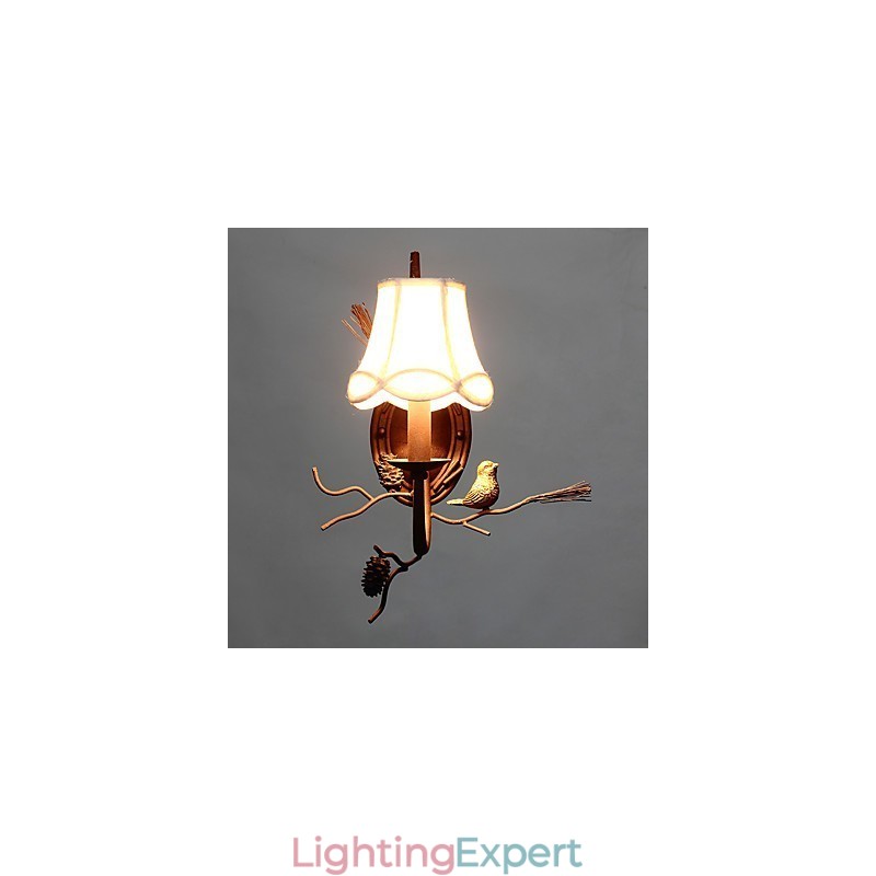 North Amercian Vintage Metal with Resin Bird and Pine Cone Wall Lamp Fit for the Living Room Dining Room Wall Light