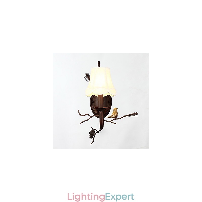 North Amercian Vintage Metal with Resin Bird and Pine Cone Wall Lamp Fit for the Living Room Dining Room Wall Light