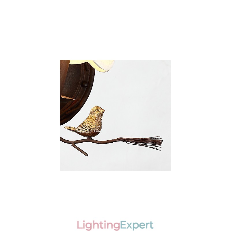 North Amercian Vintage Metal with Resin Bird and Pine Cone Wall Lamp Fit for the Living Room Dining Room Wall Light