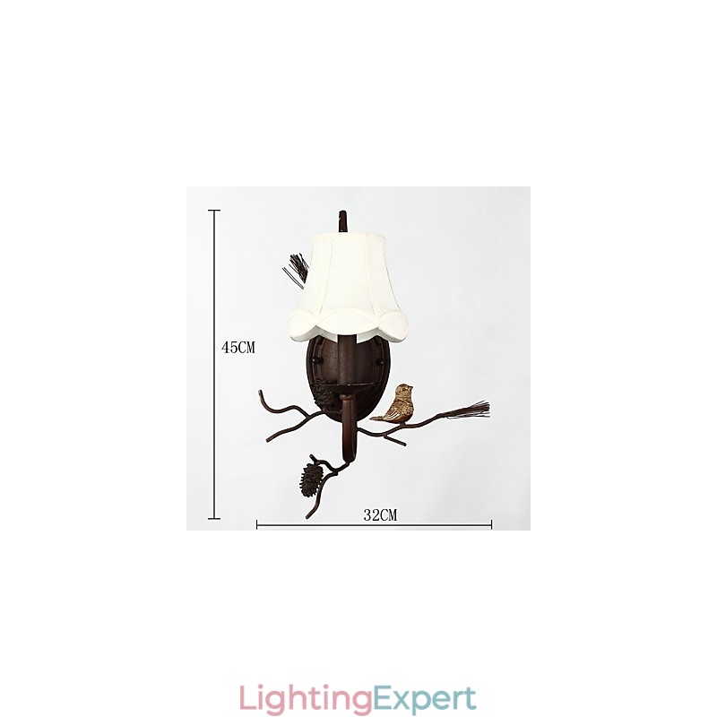 North Amercian Vintage Metal with Resin Bird and Pine Cone Wall Lamp Fit for the Living Room Dining Room Wall Light