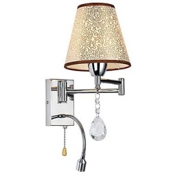 Wall Lamp for Bedroom Reading Lamp Fabric Lamp Modern Comtemporary Country Chrome Feature for Crystal Swing Arm
