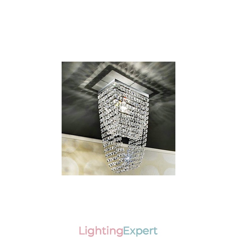 Modern Contemporary Crystal Mini Style Electroplated Flush Mount