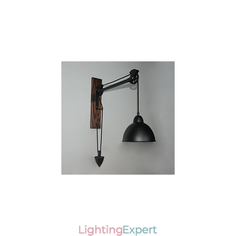 American country style wall lamp retro creative Wooden pulley wall lamp