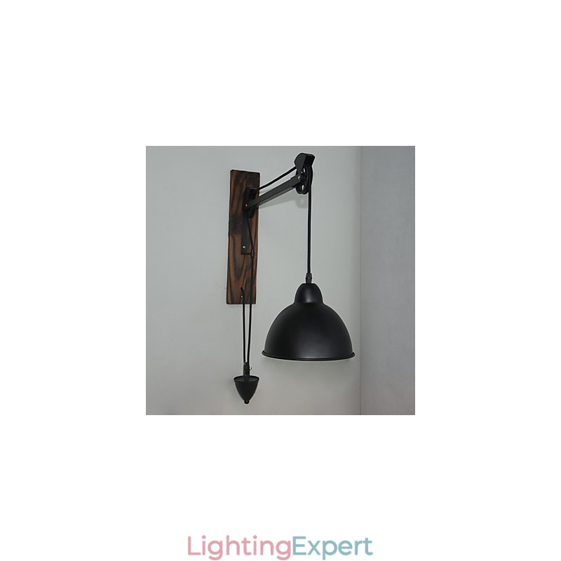 American country style wall lamp retro creative Wooden pulley wall lamp