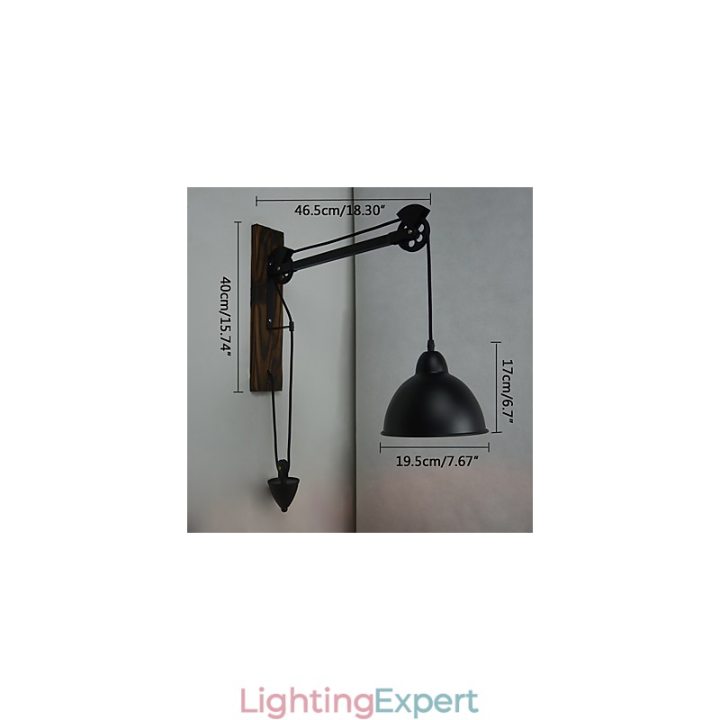 American country style wall lamp retro creative Wooden pulley wall lamp