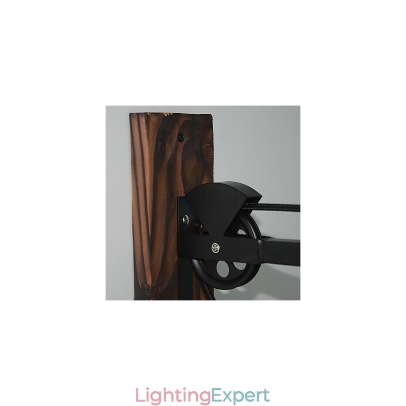 American country style wall lamp retro creative Wooden pulley wall lamp