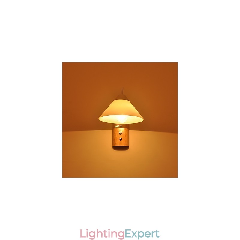 Simple Wall Lamp Bedside Desk Lamp With Glass Shade and Solid Wood for Bedroom Dresser Living Room Baby Room College Dorm Coffee Table Bookcas