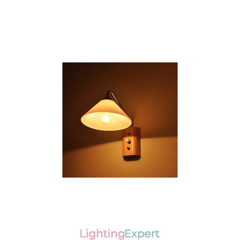 Simple Wall Lamp Bedside Desk Lamp With Glass Shade and Solid Wood for Bedroom Dresser Living Room Baby Room College Dorm Coffee Table Bookcas