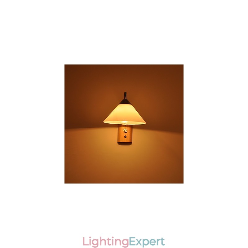 Simple Wall Lamp Bedside Desk Lamp With Glass Shade and Solid Wood for Bedroom Dresser Living Room Baby Room College Dorm Coffee Table Bookcas