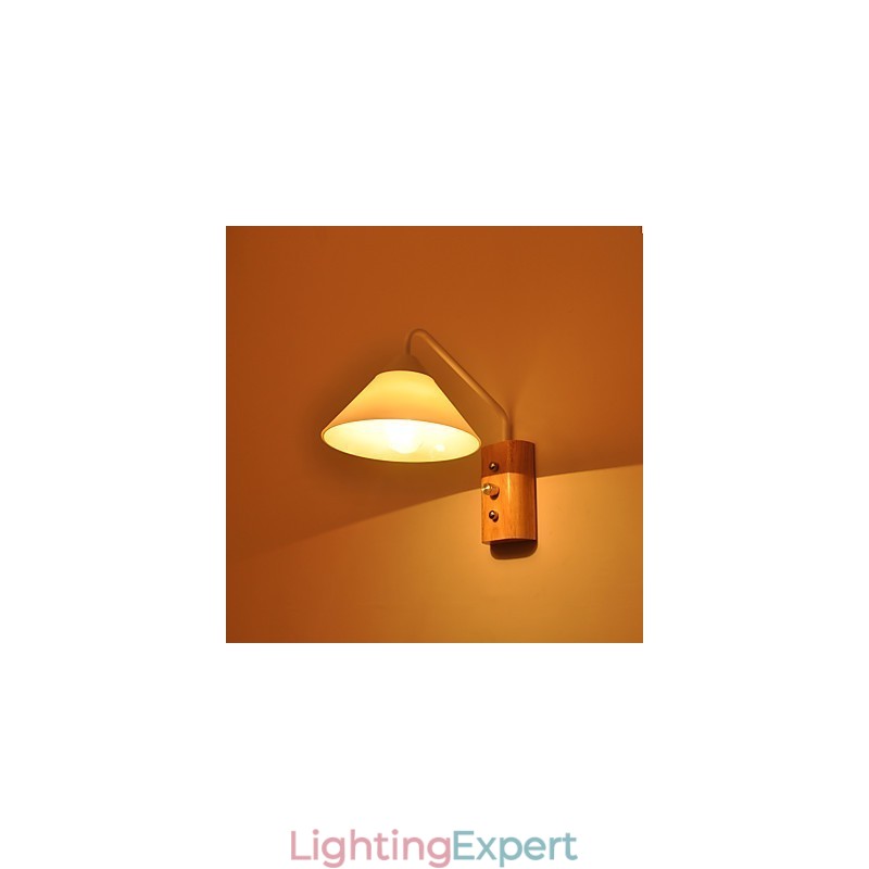 Simple Wall Lamp Bedside Desk Lamp With Glass Shade and Solid Wood for Bedroom Dresser Living Room Baby Room College Dorm Coffee Table Bookcas