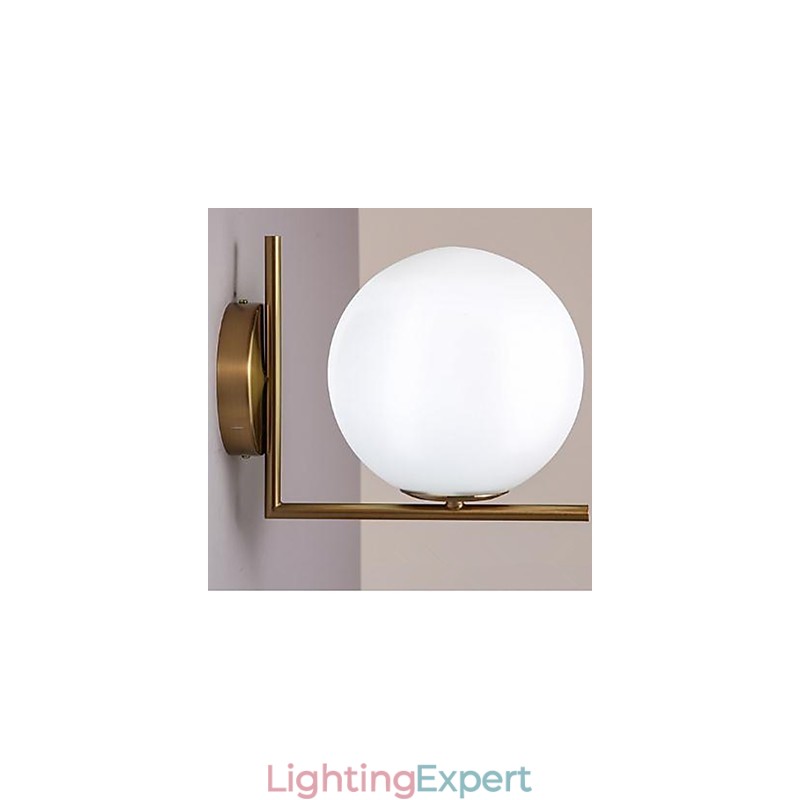Contemporary And Contracted Glass Wall Lamp Wrought Iron Individuality