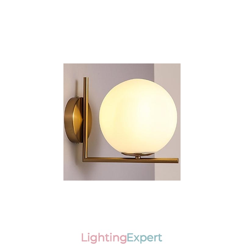 Contemporary And Contracted Glass Wall Lamp Wrought Iron Individuality