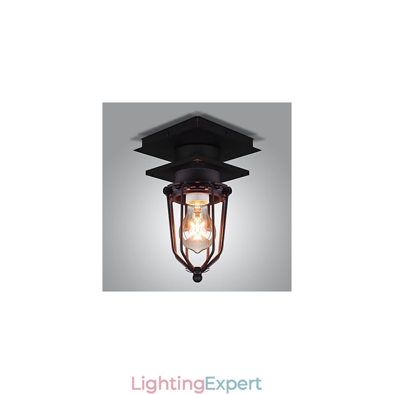 Retro Wrought Wall Lamp Single Head Antique Reminisced Lamp Loft American Iron Vintage Small Cages Ceiling Lamp
