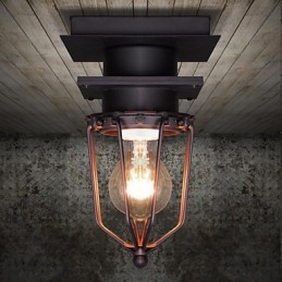 Retro Wrought Wall Lamp Single Head Antique Reminisced Lamp Loft American Iron Vintage Small Cages Ceiling Lamp