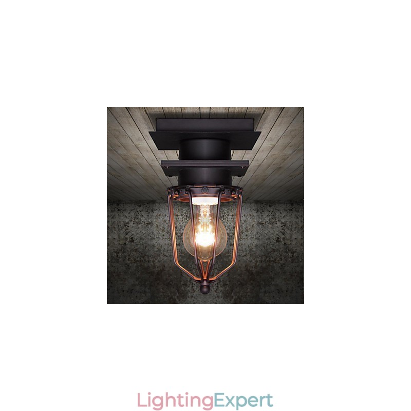 Retro Wrought Wall Lamp Single Head Antique Reminisced Lamp Loft American Iron Vintage Small Cages Ceiling Lamp