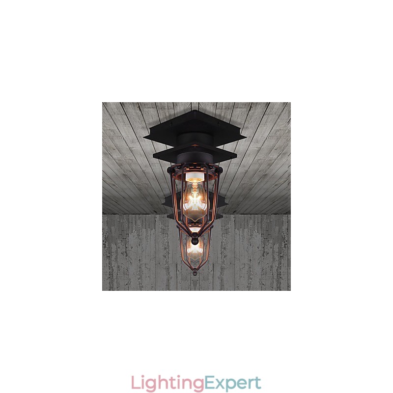 Retro Wrought Wall Lamp Single Head Antique Reminisced Lamp Loft American Iron Vintage Small Cages Ceiling Lamp