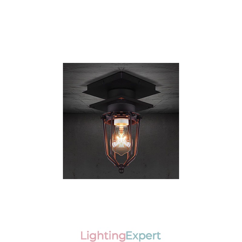 Retro Wrought Wall Lamp Single Head Antique Reminisced Lamp Loft American Iron Vintage Small Cages Ceiling Lamp