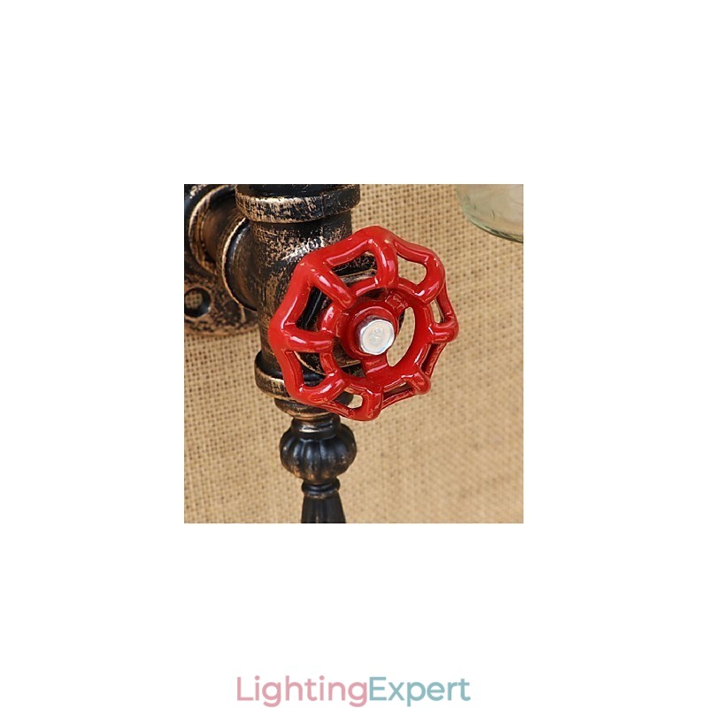 American Themed Restaurant Bar Iron With Switch Water Pipe Wine Bottle Wall Lamp Transparent