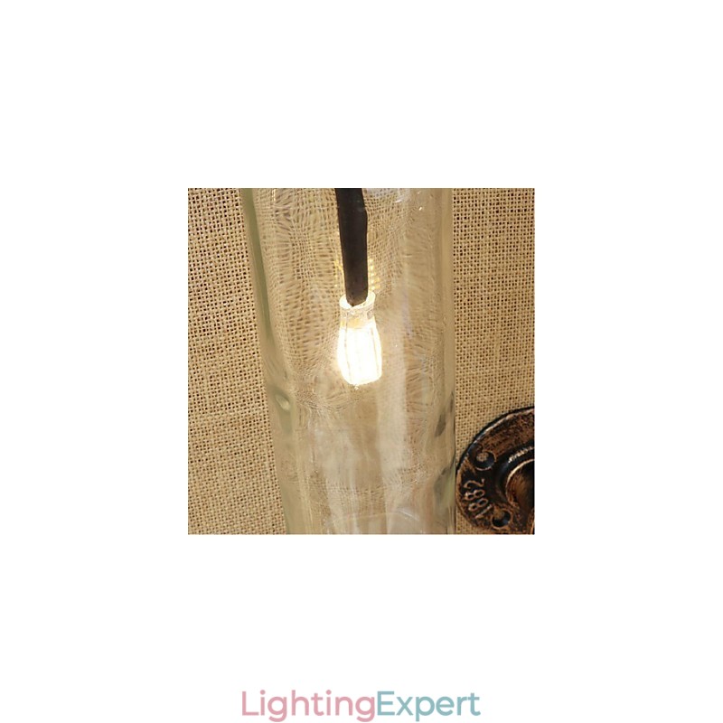 American Themed Restaurant Bar Iron With Switch Water Pipe Wine Bottle Wall Lamp Transparent
