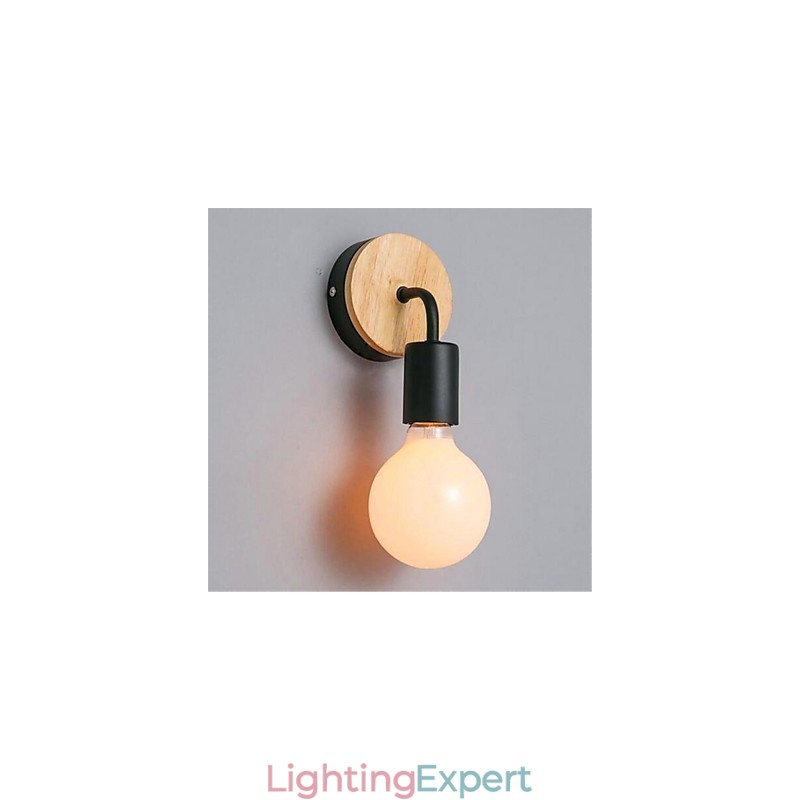 Modern Minimalist Creative Personality Wood Iron Lamp Corridor Balcony Bedroom Bedside Iron Wall Lamp