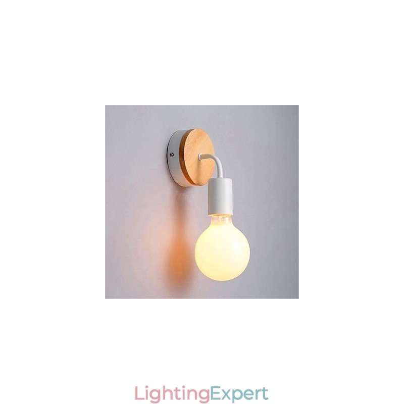 Modern Minimalist Creative Personality Wood Iron Lamp Corridor Balcony Bedroom Bedside Iron Wall Lamp