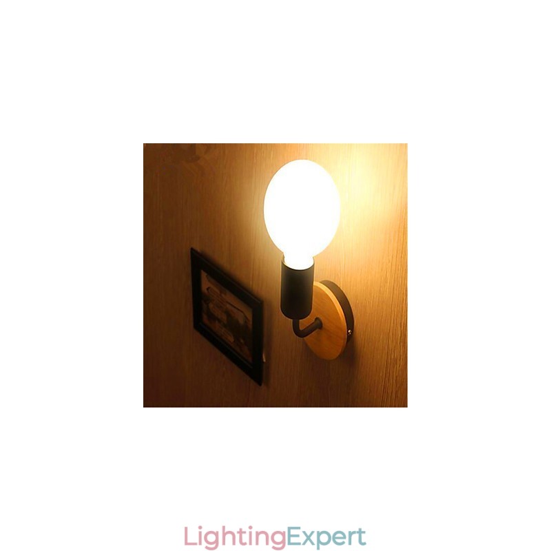 Modern Minimalist Creative Personality Wood Iron Lamp Corridor Balcony Bedroom Bedside Iron Wall Lamp