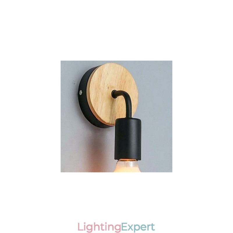 Modern Minimalist Creative Personality Wood Iron Lamp Corridor Balcony Bedroom Bedside Iron Wall Lamp