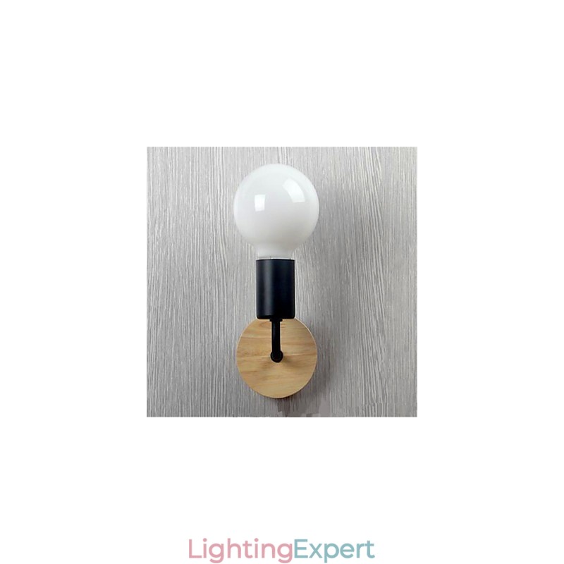 Modern Minimalist Creative Personality Wood Iron Lamp Corridor Balcony Bedroom Bedside Iron Wall Lamp