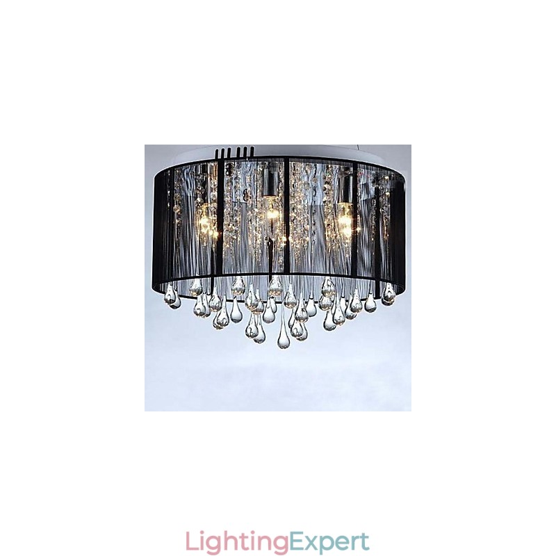 Luxury Black Drop Ceiling Crystal Chandelier
