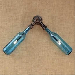 Retro American Village Creative Industry Wind Designer Water Bottle Wall Lamp Wall Light Blue