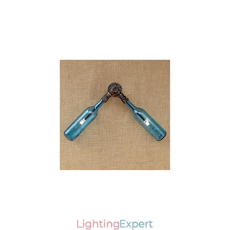 Retro American Village Creative Industry Wind Designer Water Bottle Wall Lamp Wall Light Blue