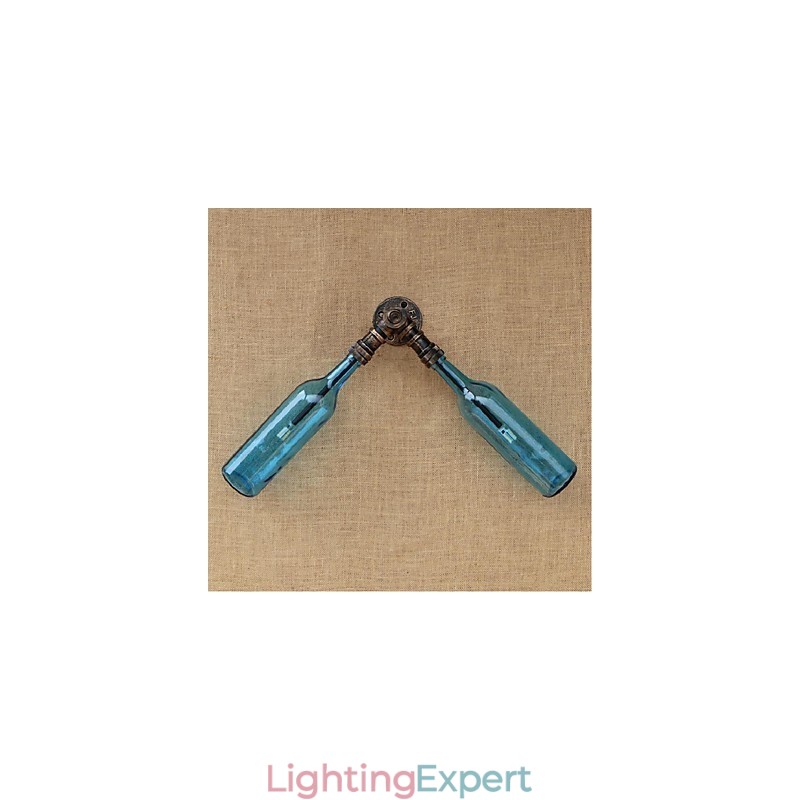 Retro American Village Creative Industry Wind Designer Water Bottle Wall Lamp Wall Light Blue