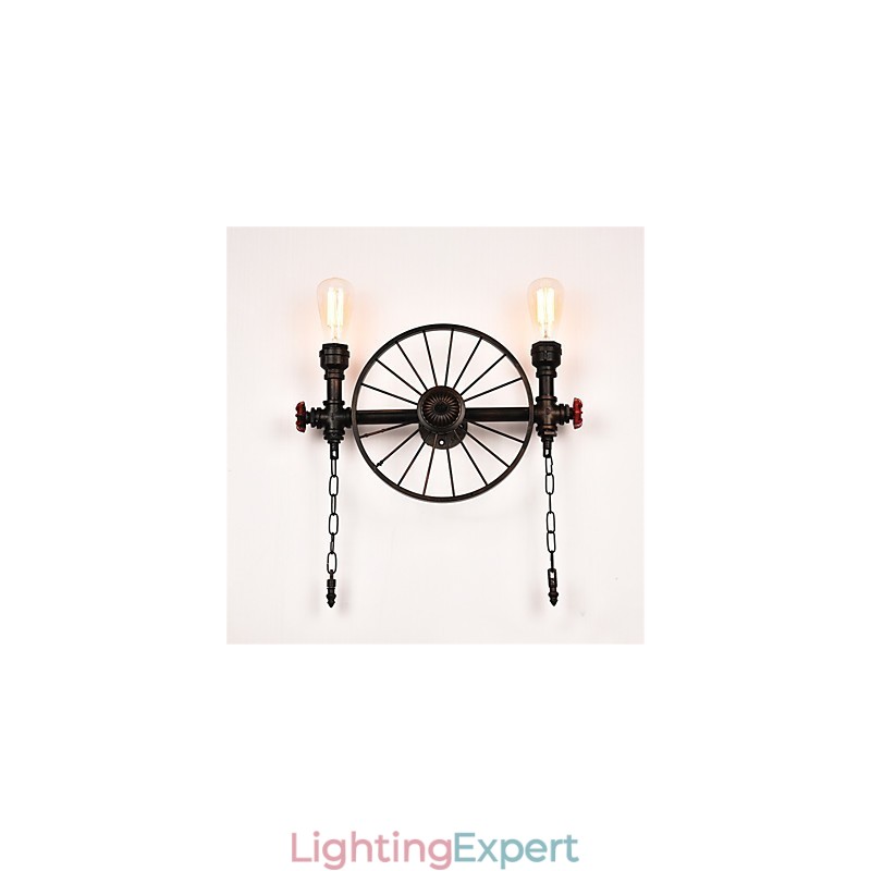 Vintage Industrial Pipe Wall Lights Creative Lights Restaurant Cafe Bar Decoration lighting With 2 Light Painted Finish