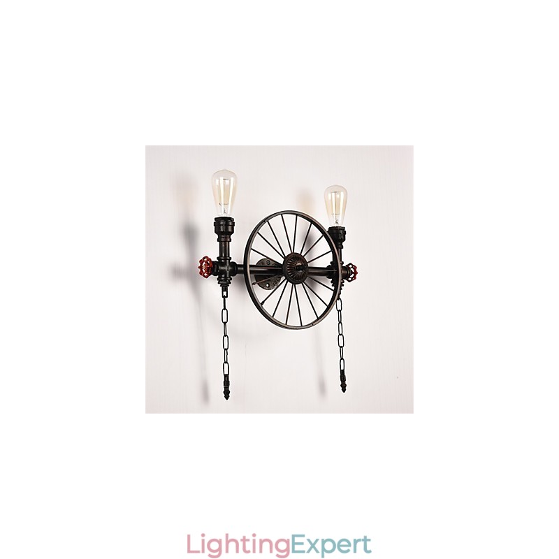 Vintage Industrial Pipe Wall Lights Creative Lights Restaurant Cafe Bar Decoration lighting With 2 Light Painted Finish