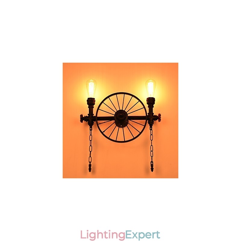 Vintage Industrial Pipe Wall Lights Creative Lights Restaurant Cafe Bar Decoration lighting With 2 Light Painted Finish