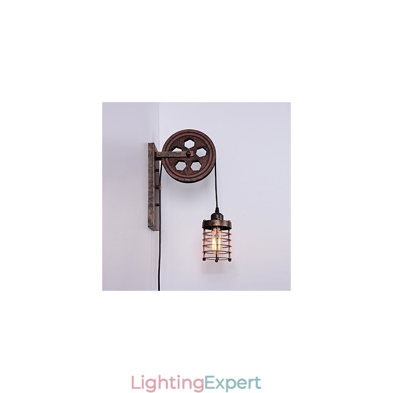 Industrial Retro Iron Wall Lamp Creative Personality Lift Pulley Wall Lamp