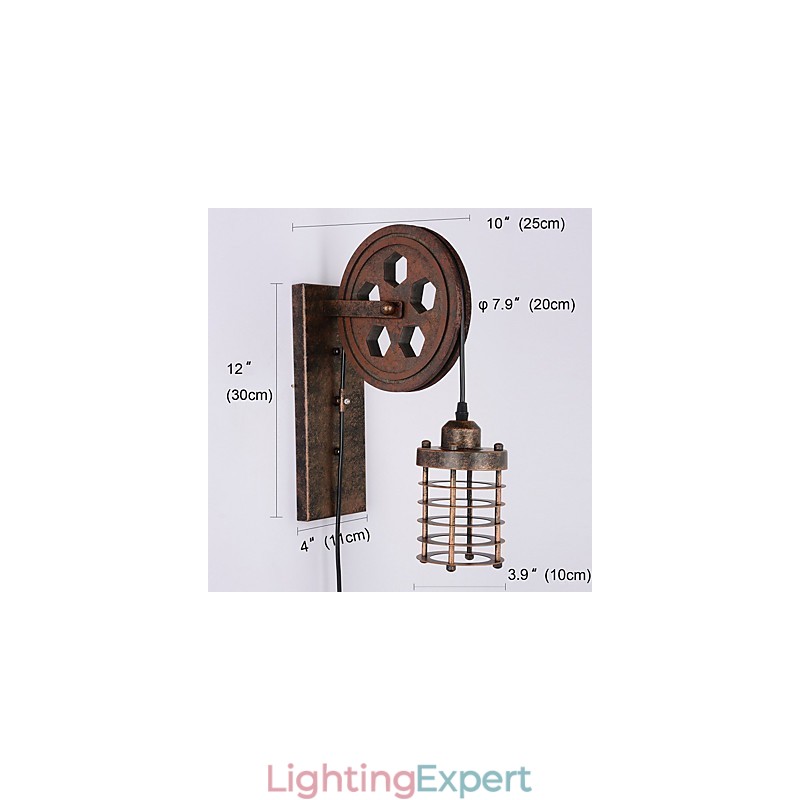 Industrial Retro Iron Wall Lamp Creative Personality Lift Pulley Wall Lamp