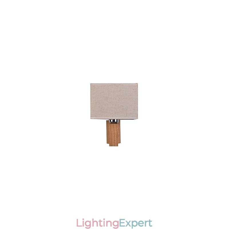 Simple Wall Lamp Bedside Desk Lamp With Fabric Shade and Solid Wood for Bedroom Dresser Living Room Baby Room