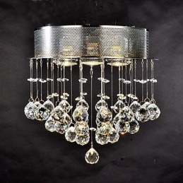 Traditional Classic Crystal Chrome Metal Flush Mount