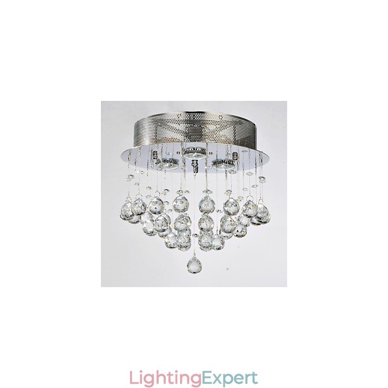 Traditional Classic Crystal Chrome Metal Flush Mount