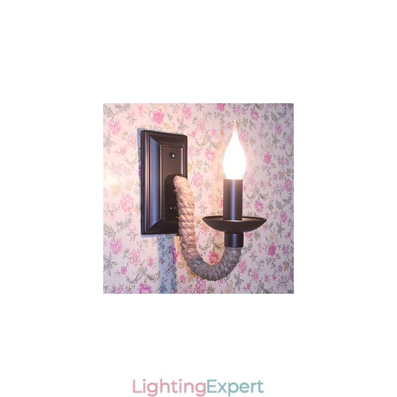 Hemp Rope Retro Wall Lamp Creative Personality Bar Iron Candle Lamp