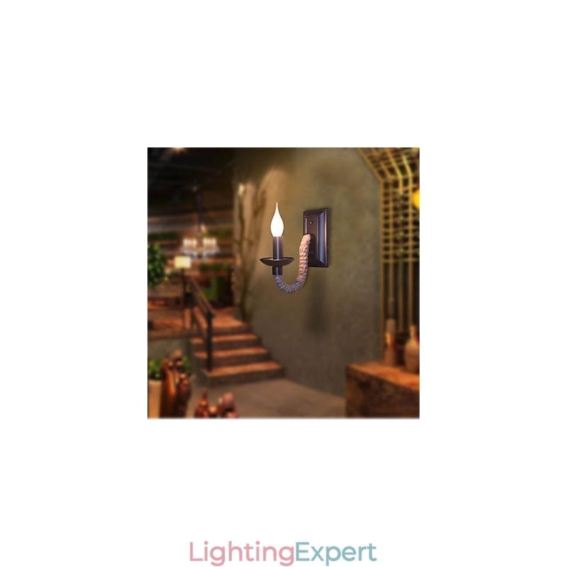 Hemp Rope Retro Wall Lamp Creative Personality Bar Iron Candle Lamp