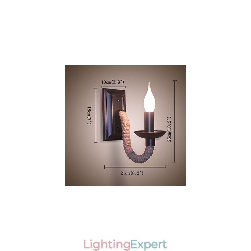 Hemp Rope Retro Wall Lamp Creative Personality Bar Iron Candle Lamp