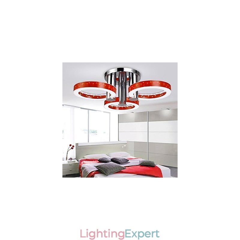 Modern Contemporary Chrome Metal Chandelier Flush Mount