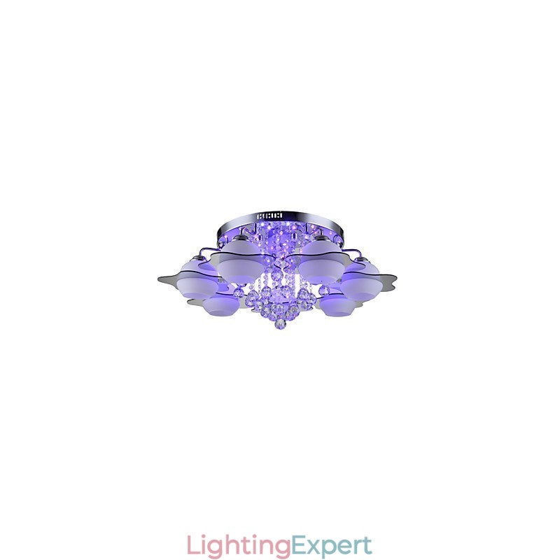 Remoter Control 7 Lights with Blue Redss Modern Ceiling Light Flush Mount