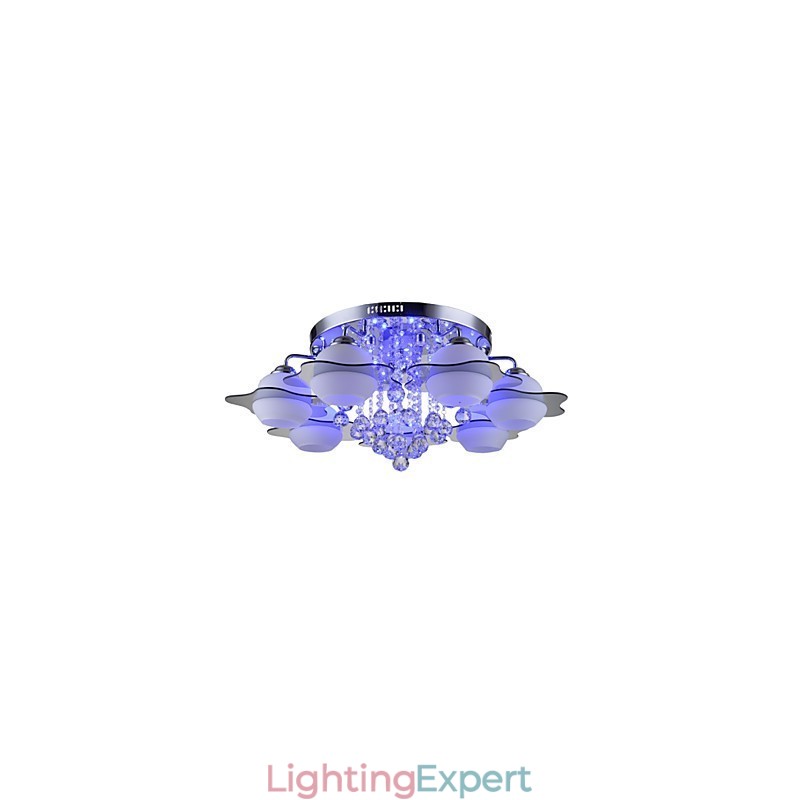 Remoter Control 7 Lights with Blue Redss Modern Ceiling Light Flush Mount