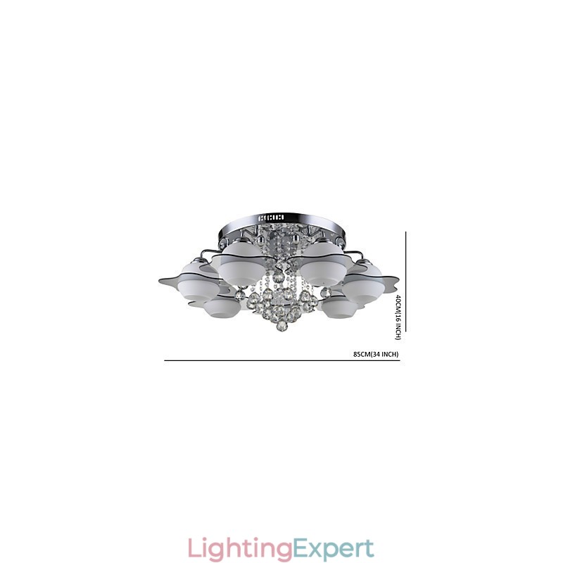 Remoter Control 7 Lights with Blue Redss Modern Ceiling Light Flush Mount