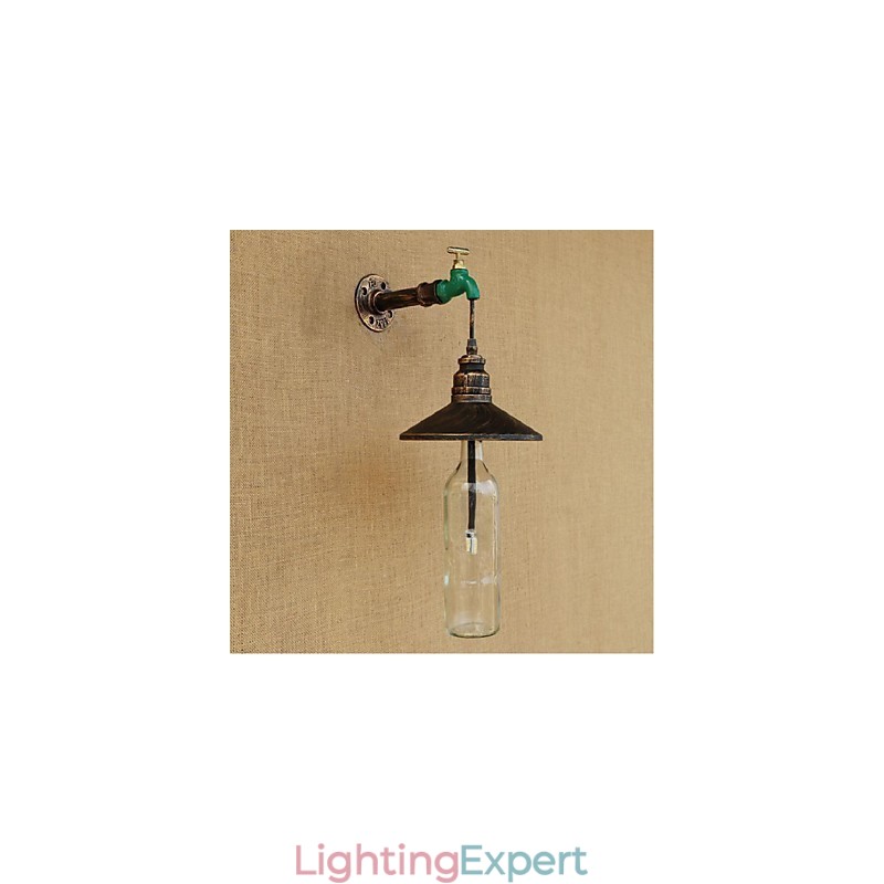 Edison Retro Decorative Water Pipe Wine Bottle Wall lamp Wall Light